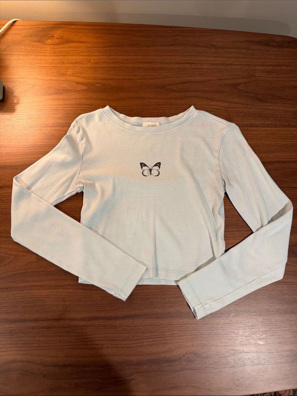 Urban Outfitters Long-Sleeve Butterfly Tee - Pale Blue
